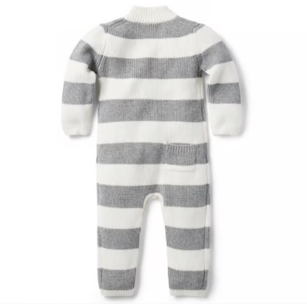 Janie and Jack Gray and White Striped Footie - Picture 2 of 15